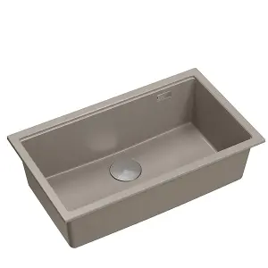 Quadron Logan 110 Workstation Sink Undermount, Taupe (greyish brown), GraniteQ material