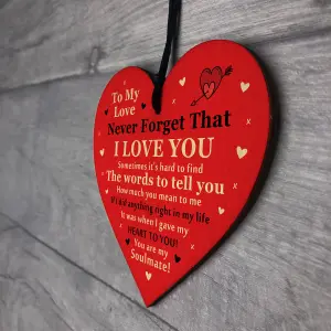 Red Ocean Valentines Gifts For Him Her Wooden Red Heart Soulmate Gift For Girlfriend Boyfriend Husband or Wife