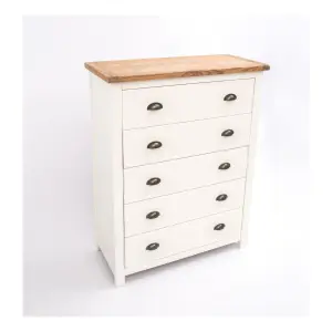 Lovere 5 Drawer Chest of Drawers Brass Cup Handle