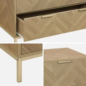 sweeek. 4-drawer herringbone chest Budapest Natural 80x40x95 cm