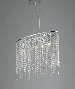 Luminosa BREEZE 5 Light Pendant Ceiling Light Chrome, K9 Crystals 66.5x23.5x46cm