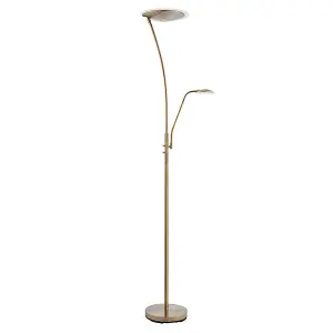 Luminosa Alassio LED 1 Light Floor Lamp Antique Brass, And Frosted Plastic