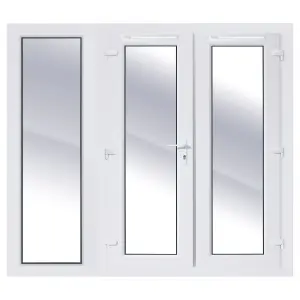 Clear Glazed White uPVC French Door setwith3panes , (H)2090mm (W)2390mm External