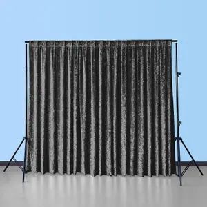 3x3M Crushed Velvet Backdrop, Photography Background Blackout Curtain - Black