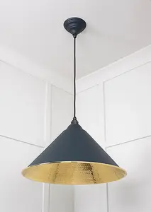 Hammered Brass Hockley Pendant in Soot