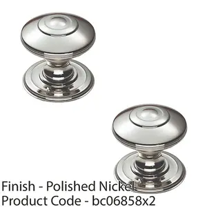 2 PACK - Ring Cabinet Door Knob Rose - 32mm Polished Nickel - Round Cupboard Pull Handle