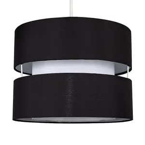 ValueLights Sophia Modern 2 Tier Black Cylinder Ceiling Pendant Light Shade