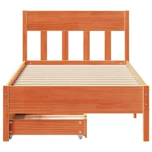 Berkfield Bed Frame without Mattress Wax Brown 90x200 cm Solid Wood Pine