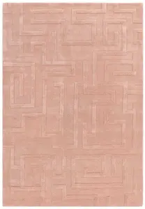 Handmade Modern Blush Abstract Wool Easy to Clean Rug for Living Room & Bedroom-160cm X 230cm