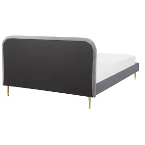 Velvet EU King Size Bed Grey FLAYAT