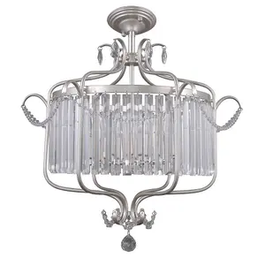 Luminosa Classic Hanging Pendant Champagne Silver 6 Light , E14