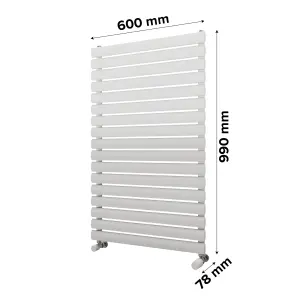 Ximax Champion FORH1164600W White Gas Vertical Designer Radiator, (W)600mm x (H)990mm