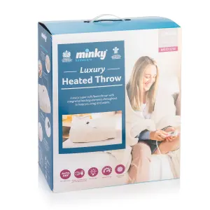 Minky Luxury Heated Throw Blanket, Medium, Cream