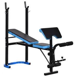 HOMCOM Adjustable Weight Bench with Leg Developer Barbell Rack for Home Gym