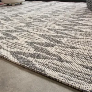 Grey Distressed Diamond Recycled Cotton Rug 120x170cm