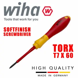 WIHA Torx Electricians Screwdrivers Insulated VDE Slim Fit SoftFinish 1000v Torx T7 03762