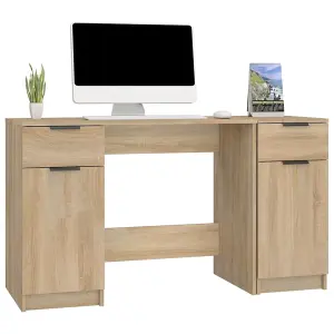 Berkfield Desk with Side Cabinet Sonoma Oak Engineered Wood