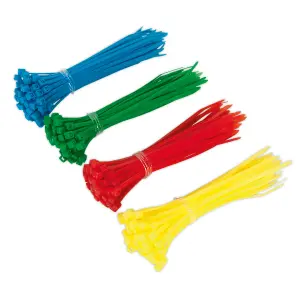 Sealey 100mm x 2.5mm Cable Zip Tie Assortment Four Colours - Pack of 200 CT200