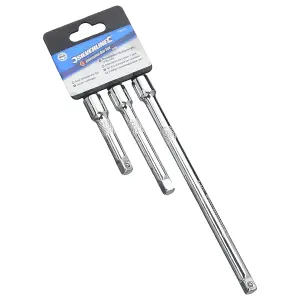 Silverline 598440 Chrome Plated Extension Bar Set, 1/4"