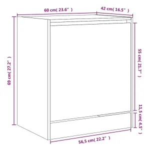 Berkfield Shoe Cabinet Smoked Oak 60x42x69 cm Engineered Wood