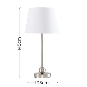 Edelfried 45cm Table Lamp White / Brushed Chrome / No