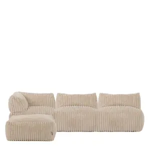 icon Tetra Ribbed Faux Fur Modular Sofa Bean Bag - Natural (4pc, Combination 1)