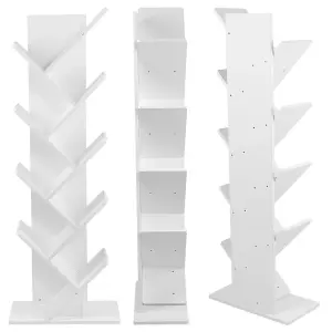 Standing White Wooden Tree Bookshelf Storage Rack for home 1320mm(H)