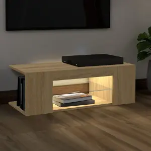 vidaXL TV Cabinet with LED Lights Sonoma Oak 90x39x30 cm