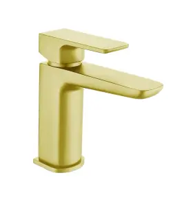 Aquarius Hydro Mini Mono Basin Mixer Tap inc Waste Brushed Brass