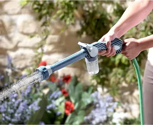 High Pressure Hose Spray Gun - Watering or Cleaning Garden Hosepipe Attachment with 8 Settings & Built-In Cleaning Fluid Dispenser