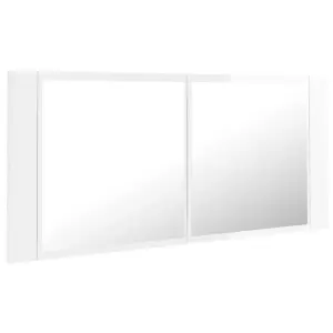 Berkfield LED Bathroom Mirror Cabinet High Gloss White 100x12x45cm