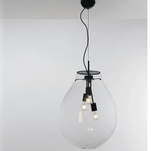 Luminosa AZUMA 3 Light Pendant Ceiling Light Transparent 48x69.5cm