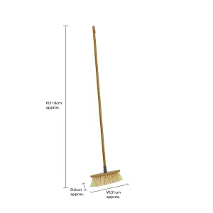 JVL Bamboo Long Handles Sweeping Brush with Plastic Bristles