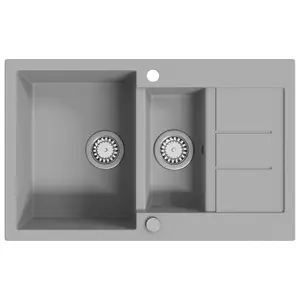 Berkfield Granite Kitchen Sink Double Basin Grey