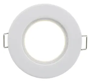 Luceco Matt White Fixed LED Fire-rated Warm white Downlight 5W IP65