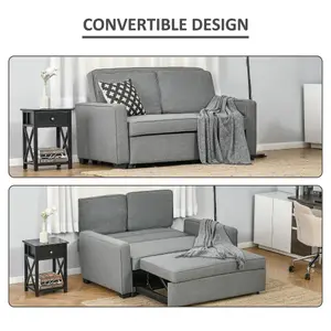 HOMCOM Modern 2 Seater Sofa Bed Click Clack Couch Sleeper for Living Room Grey