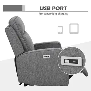 HOMCOM Electric Armchair, Fabric Recliner Chair with USB Port, Charcoal Grey