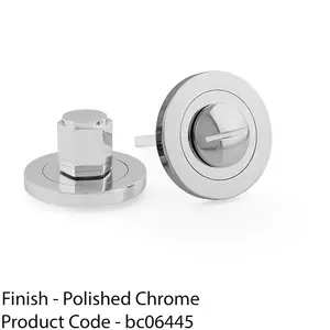 Industrial Hex Thumbturn & Release Lock - Polished Chrome - Bathroom Door WC