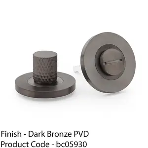 Modern Knurled Thumbturn & Release Lock - Dark Bronze - Bathroom Door WC