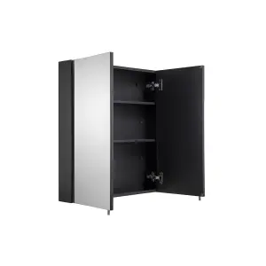 Croydex Dawley Matt Black Wall-mounted Double Bathroom Cabinet (H) 670mm (W) 600mm