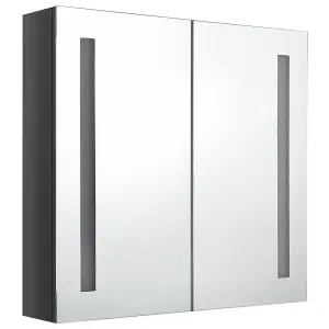 Berkfield LED Bathroom Mirror Cabinet Shining Grey 62x14x60 cm