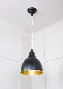 Hammered Brass Brindley Pendant in Elan Black