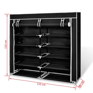 Berkfield Fabric Shoe Cabinet with Cover 115 x 28 x 110 cm Black