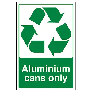 Aluminium Cans Only Recycling Sign - Rigid Plastic - 300x400mm (x3)