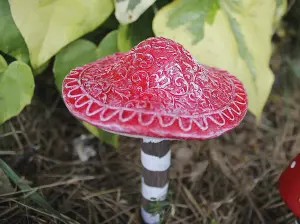 4pc Mushroom Fairy Garden Ornaments - Red