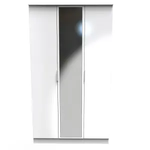 Poole Triple Mirror Wardrobe in White Gloss (Ready Assembled)