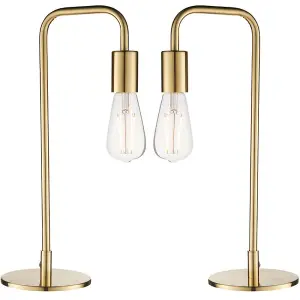 2 PACK Modern Hangman Table Lamp Brass Industrial Arm Bedside Desk Light Base