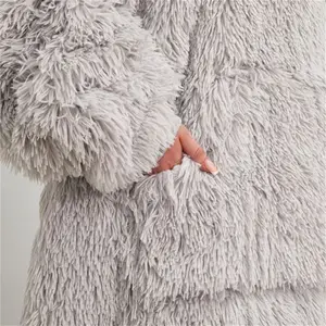 Sienna Fluffy Hoodie Blanket - Silver