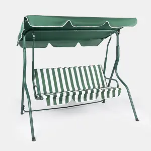 3 Seater Swing Bench Garden Furniture Set Outdoor Canopy Patio Sofa, Green