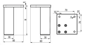 Sofa Plinth Coffe Table Aluminium Leg 100 x 38 mm